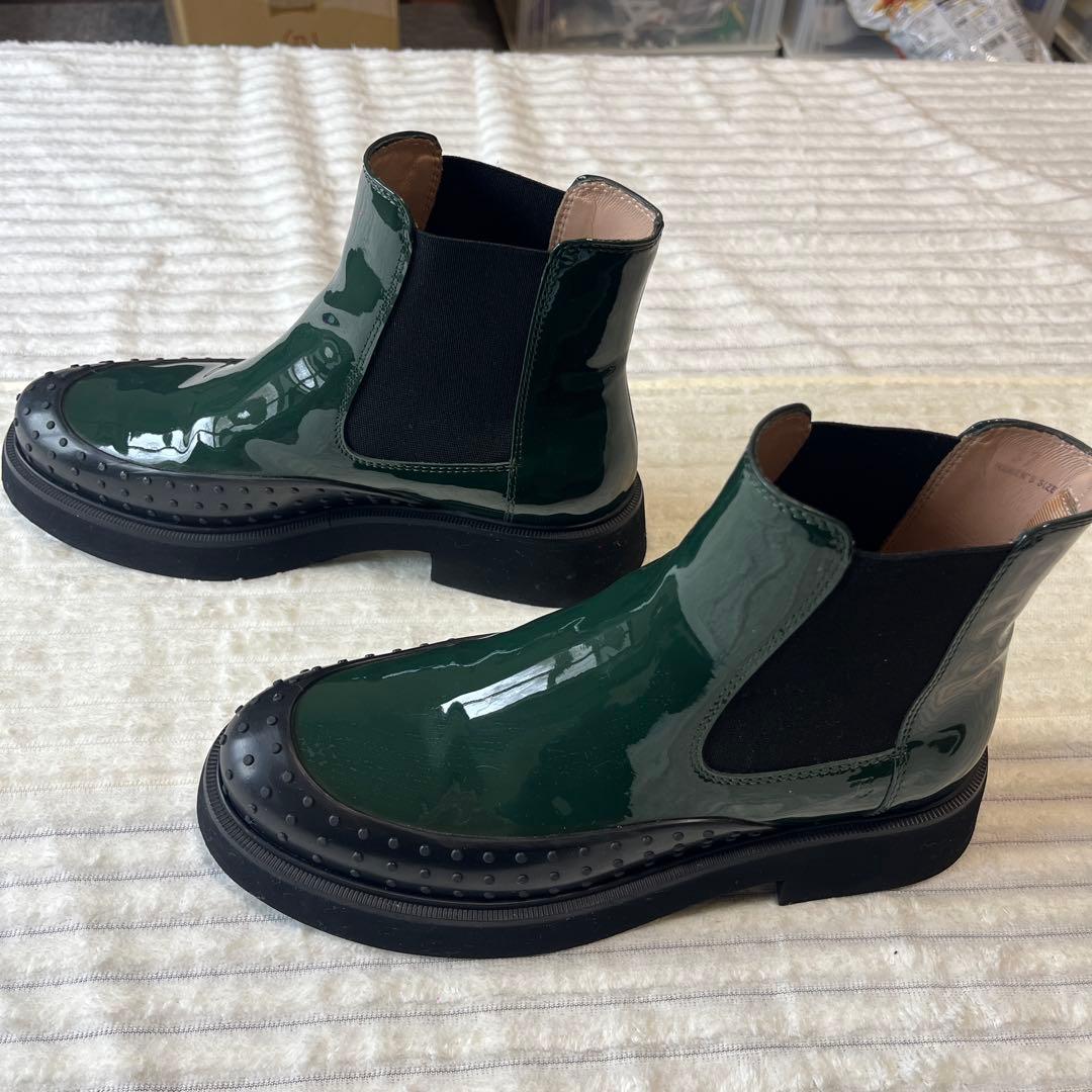 s*y様 TOD’S サイドゴアブーツ レディース 37 エナメル グリーン イ