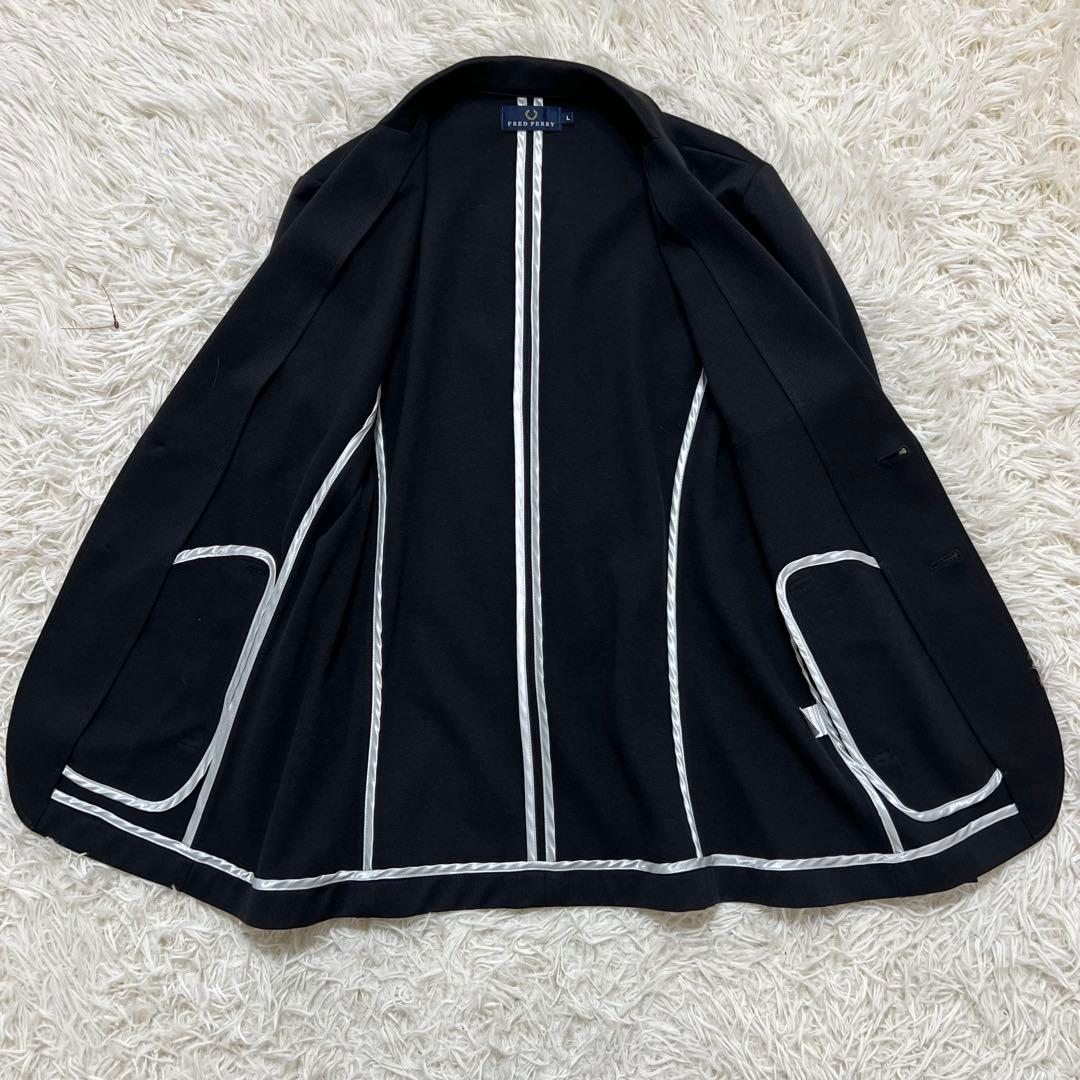 【美品】FRED PERRY テーラードジャケット　銀ボタン　伸縮　ブラック　L