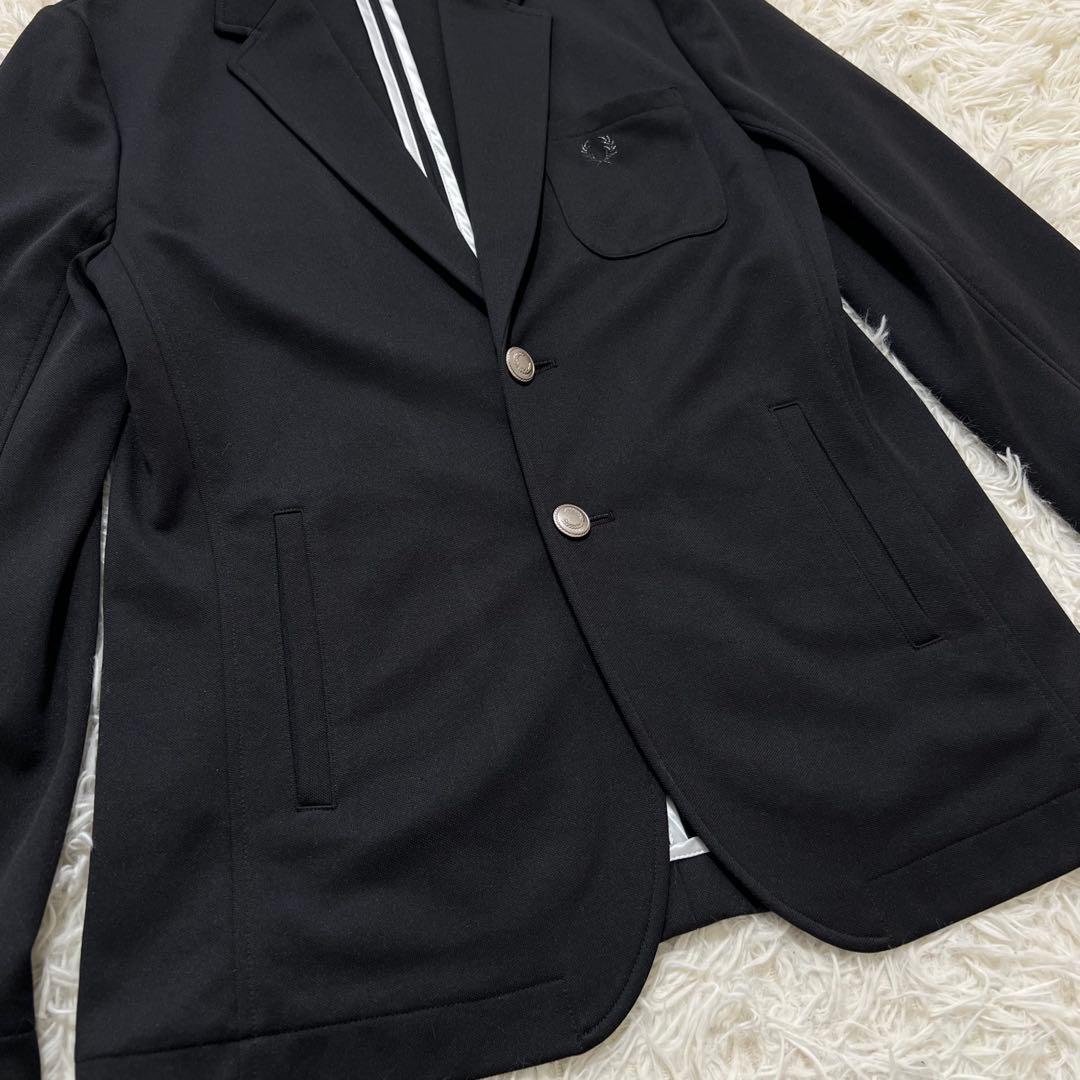 【美品】FRED PERRY テーラードジャケット　銀ボタン　伸縮　ブラック　L