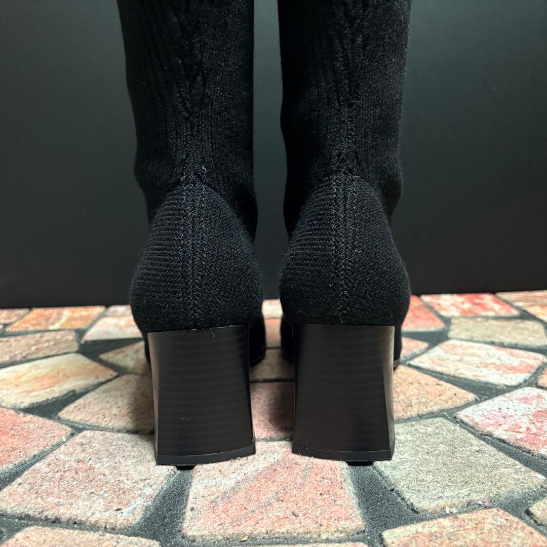 【極美品】VIVAIA ニット ロングブーツ　23cm ソックス　ストレッチ　黒