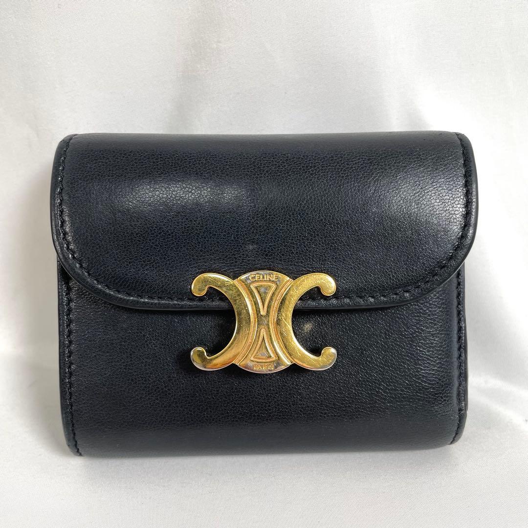 人気 CELINE セリーヌ 三つ折り財布 トリオンフ コンパクトウォレット