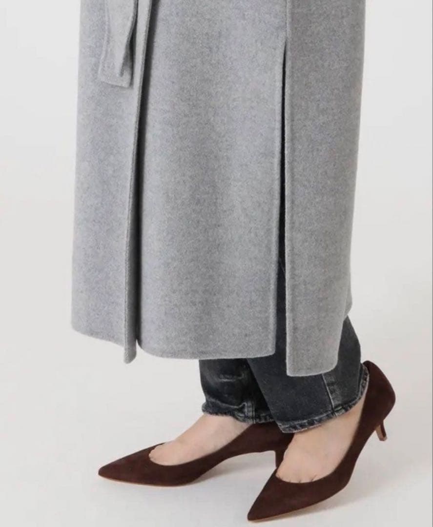Spick&Span　ビーバーフォールドラペルコート　グレー38