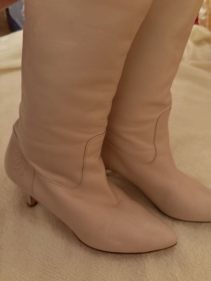 希少♡本物美品♡シャネルピンクベージュ♡ロングブーツ36