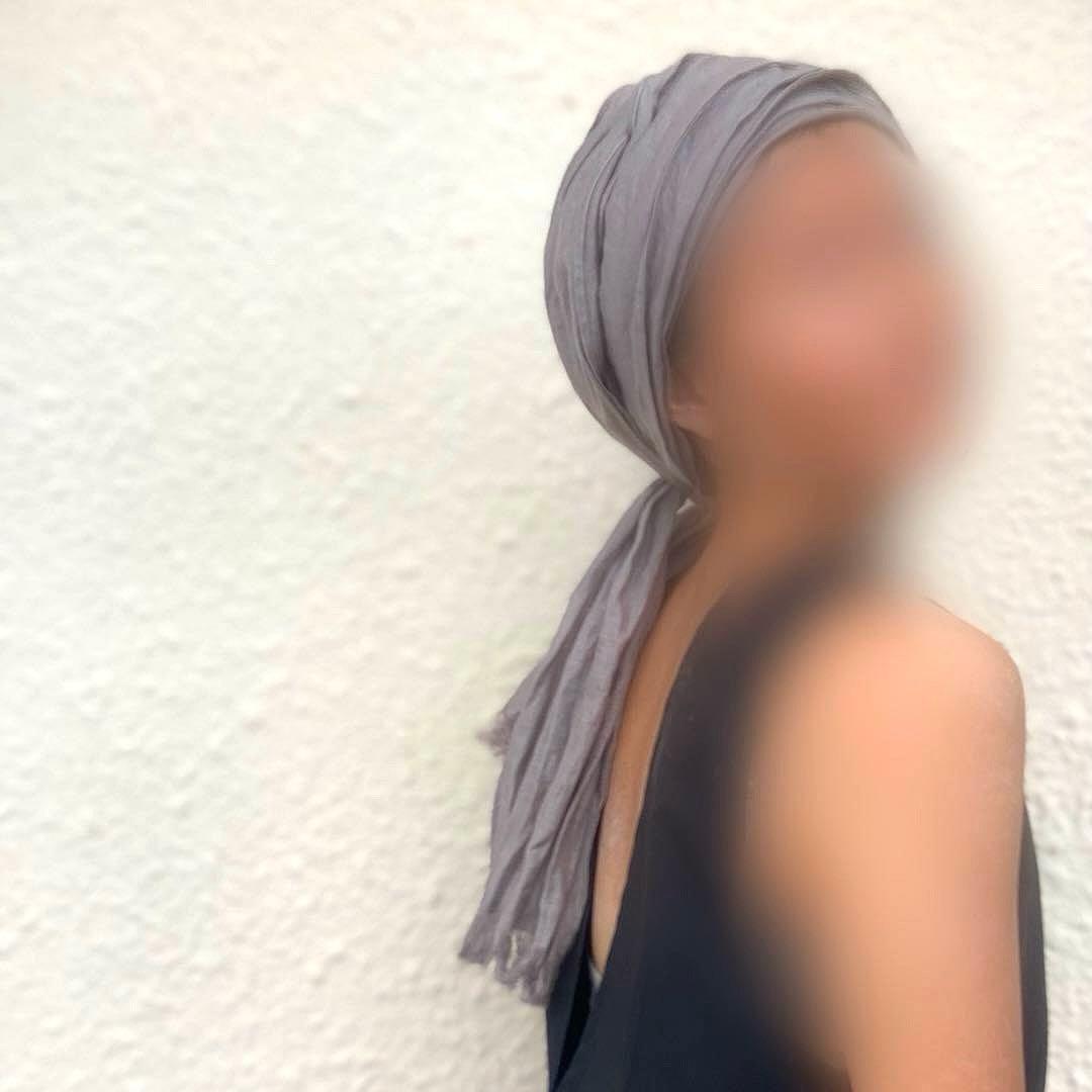 アレンジ　ロングリボン　ターバン　ヘアターバン　リネン　グレー