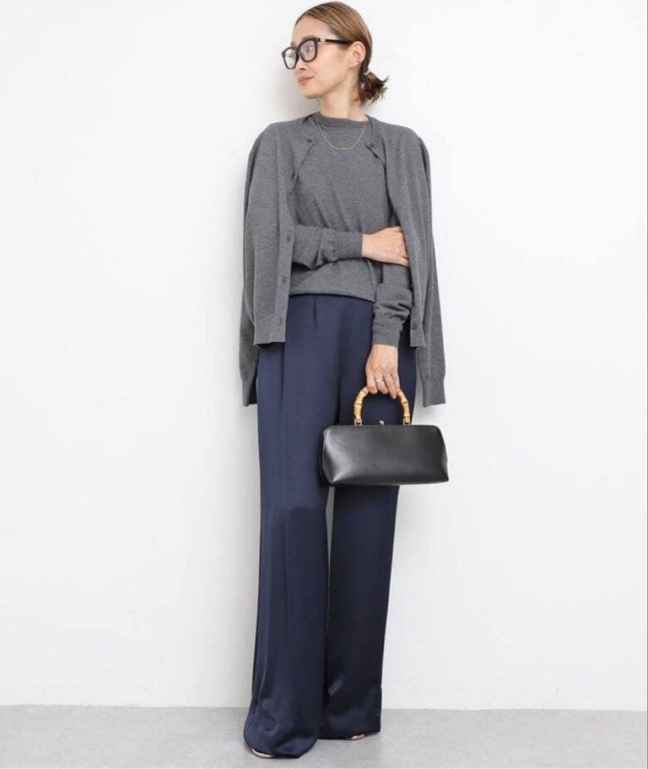 Deuxieme Classe クルーネックカーディガン ウール　グレー
