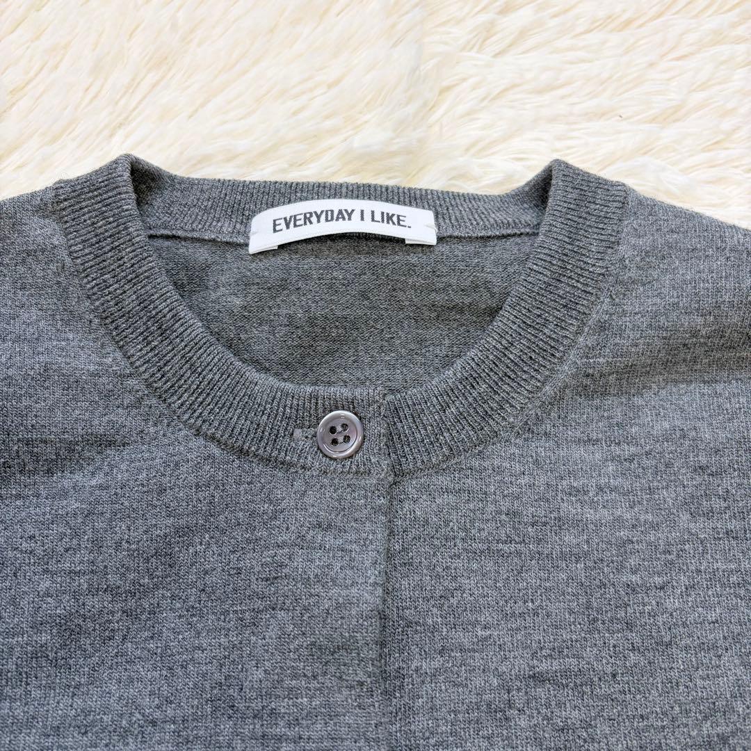 Deuxieme Classe クルーネックカーディガン ウール　グレー