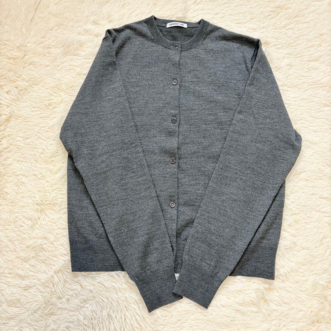 Deuxieme Classe クルーネックカーディガン ウール　グレー
