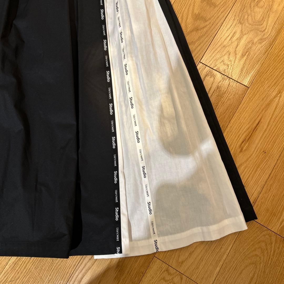 専用blancvert studio ウールン商会　スカート ブラック白　新品