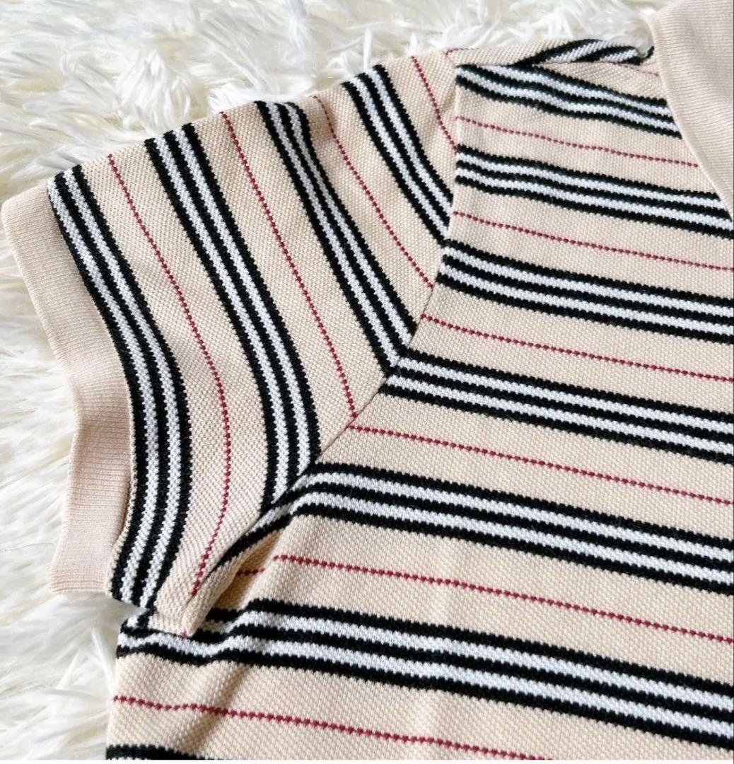 【極美品】バーバリーロンドン ポロシャツ レディース ロゴ刺繍 ボーダー M