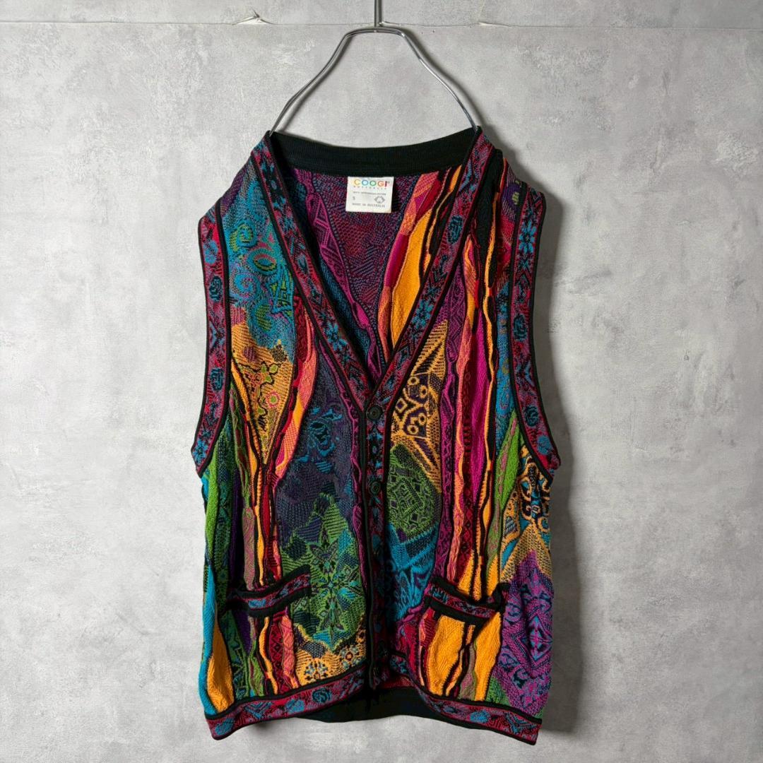 希少 90s coogi クージー 3D ニットベスト　前開き PM211
