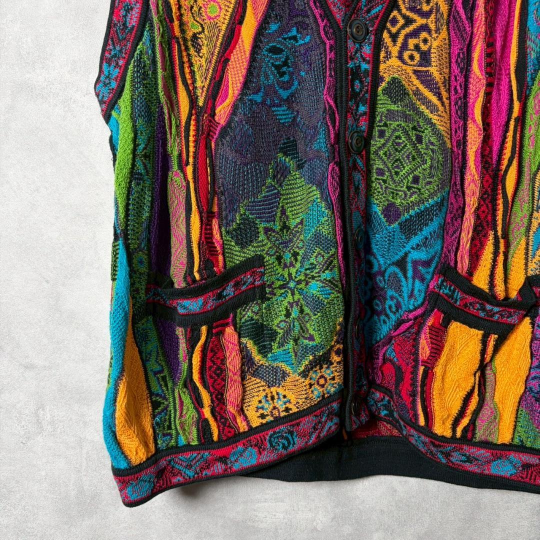 希少 90s coogi クージー 3D ニットベスト　前開き PM211