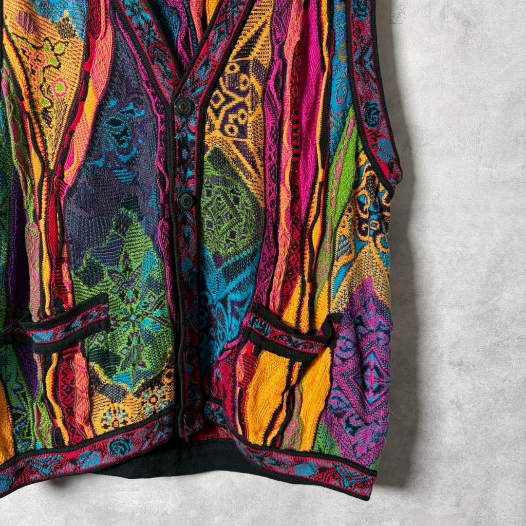 希少 90s coogi クージー 3D ニットベスト　前開き PM211