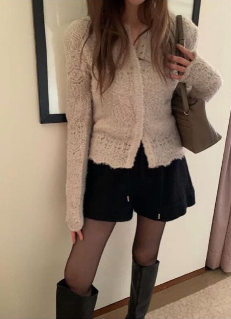 トップス poster Trimming Knit Cardigan Fil. Leday