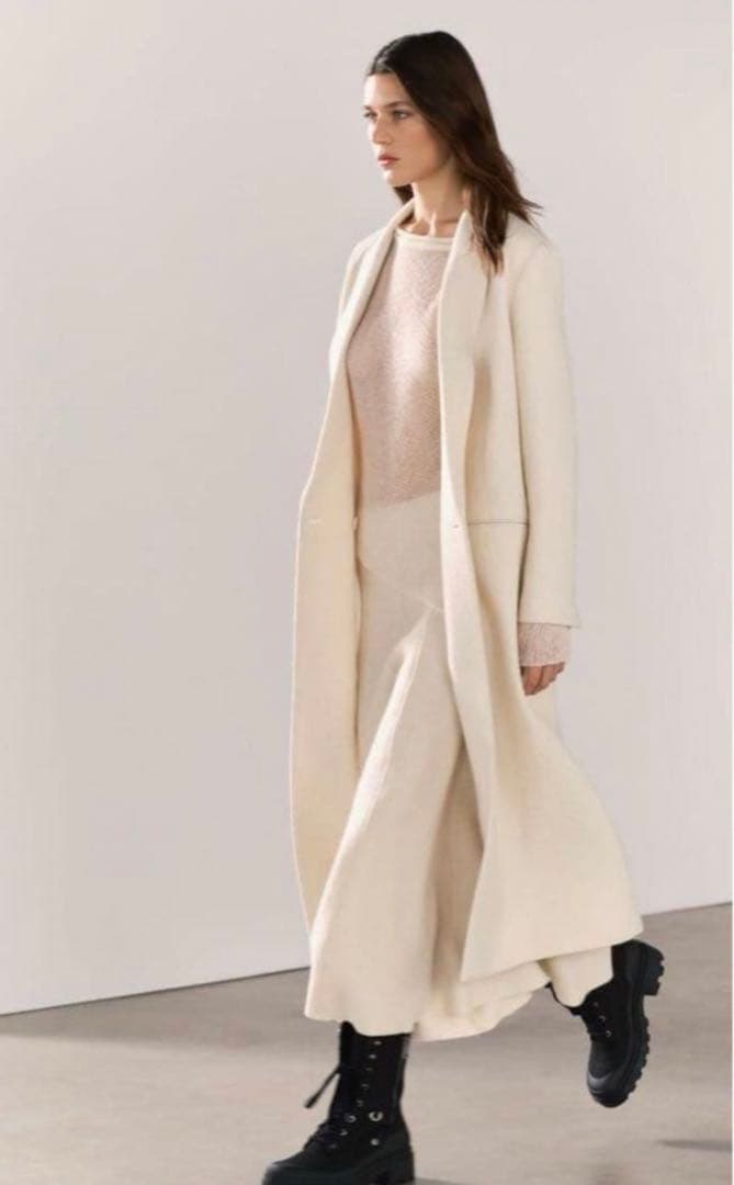 新品ZARA 定価22,990円 ウールブレンド ロングコートM