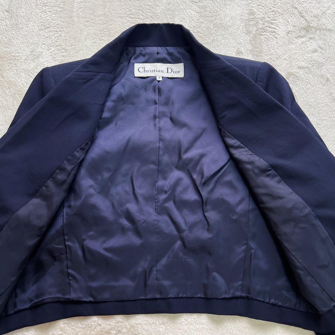 クリスチャンディオール Dior　クロップド ジャケット　9号　濃紺