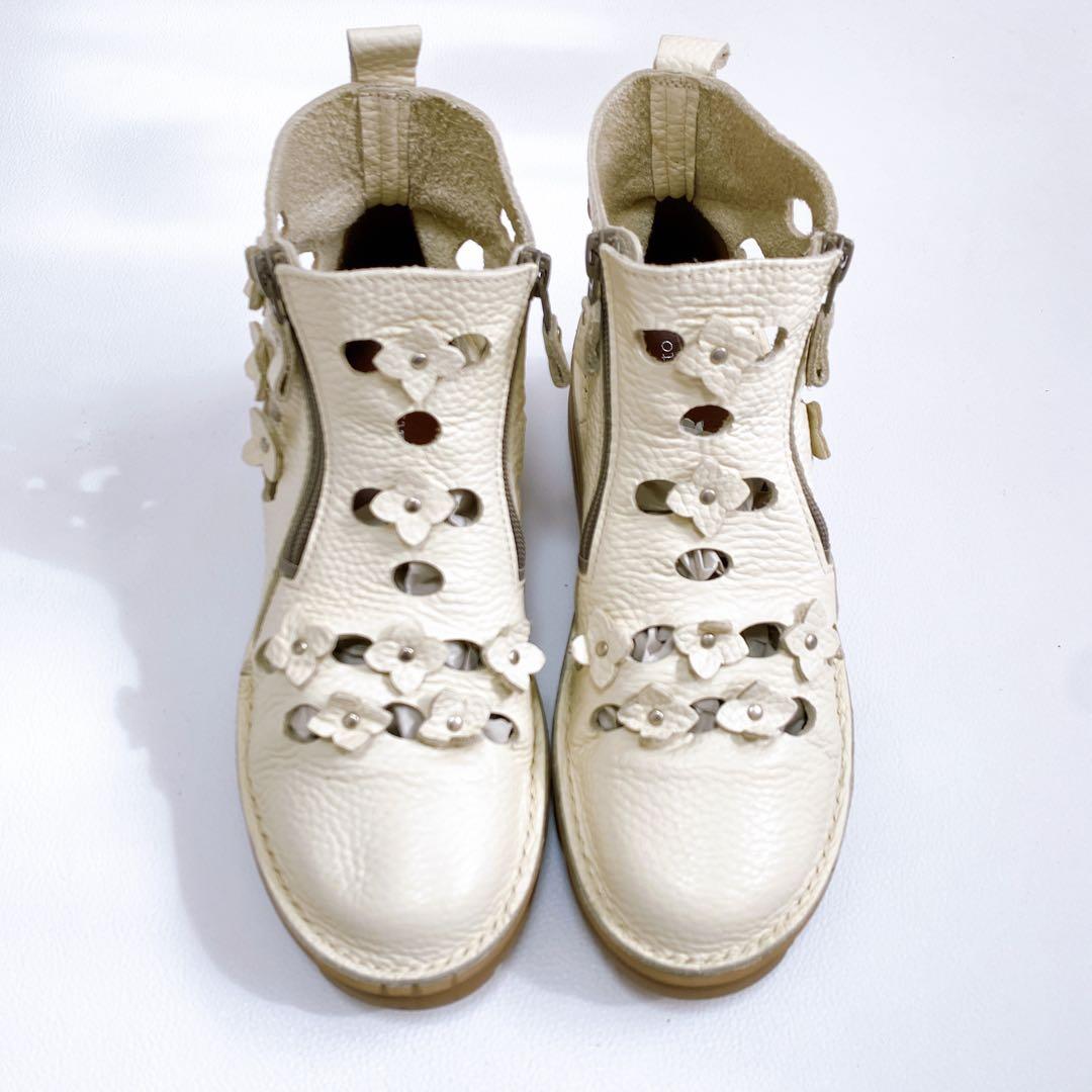 美品 yuriko matsumoto サマーブーツ レザー 23.5 白