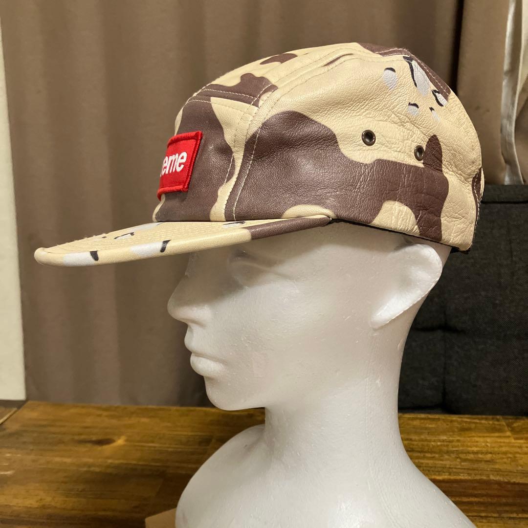 supreme 迷彩柄　レザーキャップ