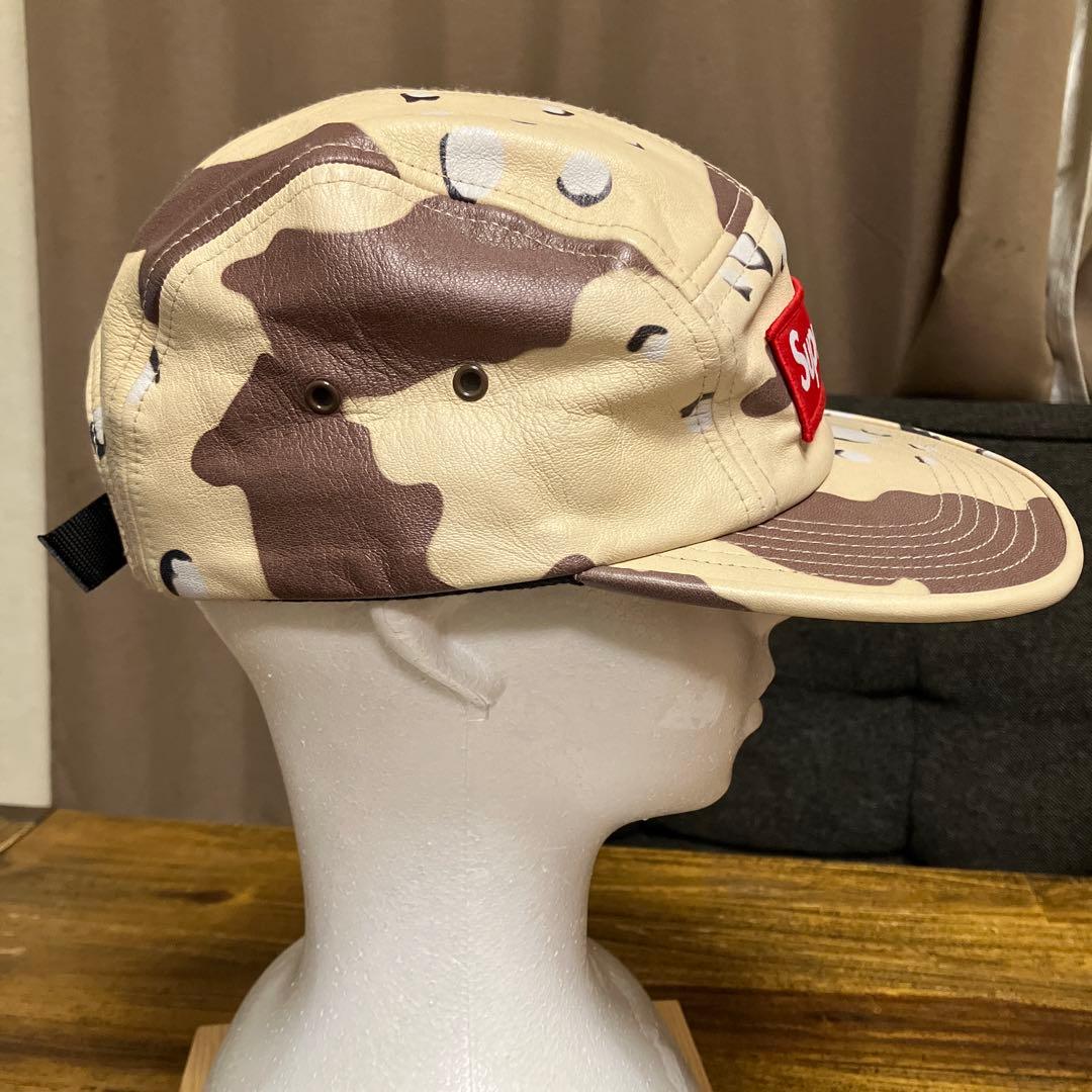 supreme 迷彩柄　レザーキャップ
