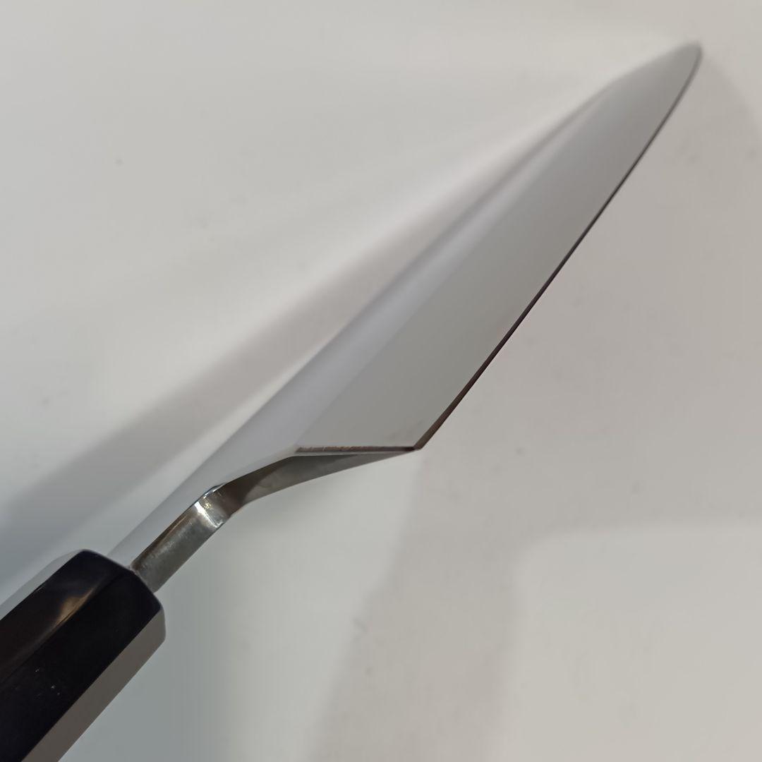 ステン本焼V金10号 出刃包丁18cm 右片刃 鏡面 黒水牛黒檀八角柄