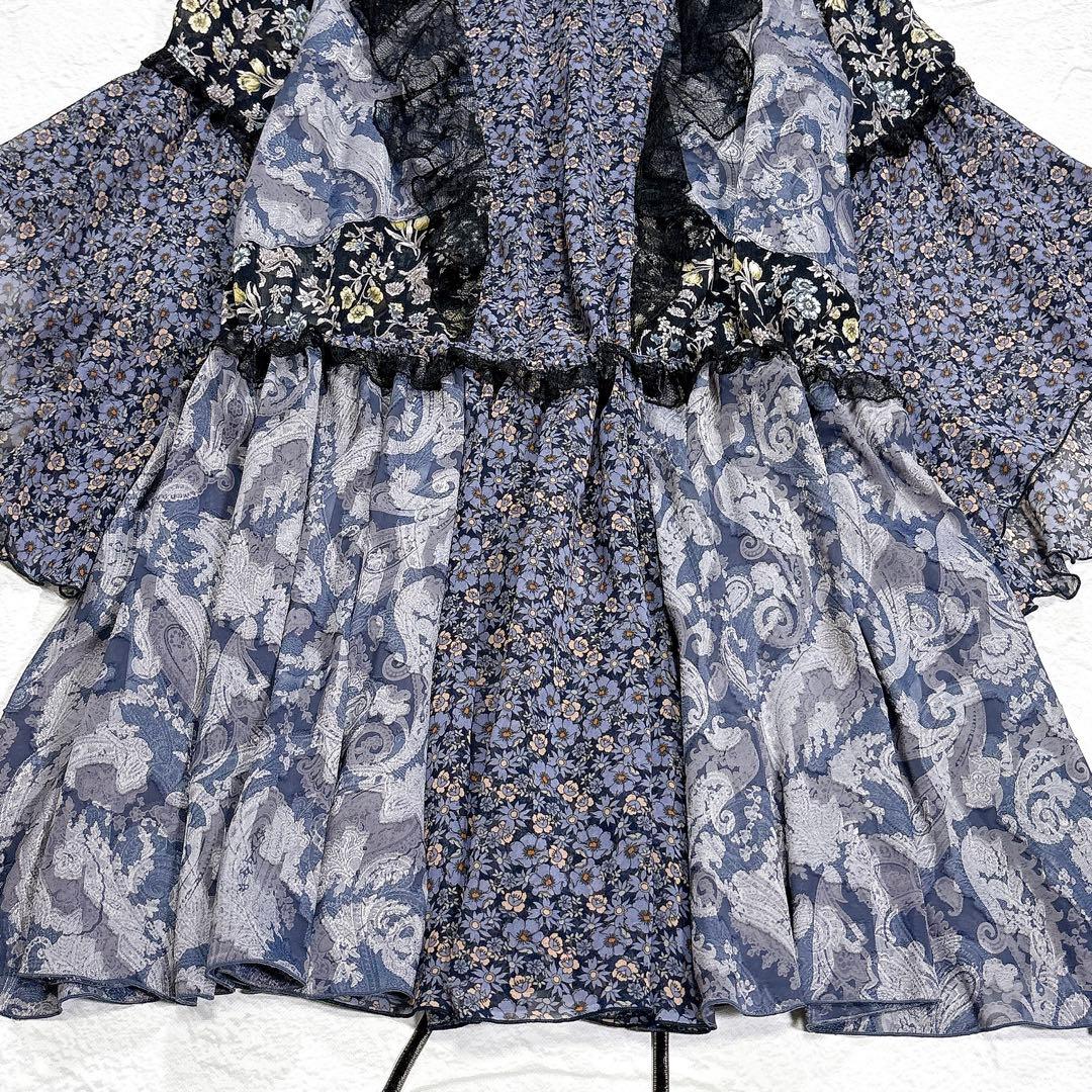 2024SS　rurumu:　collage chiffon tunic　日本製