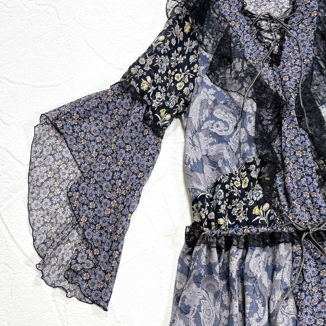 2024SS　rurumu:　collage chiffon tunic　日本製