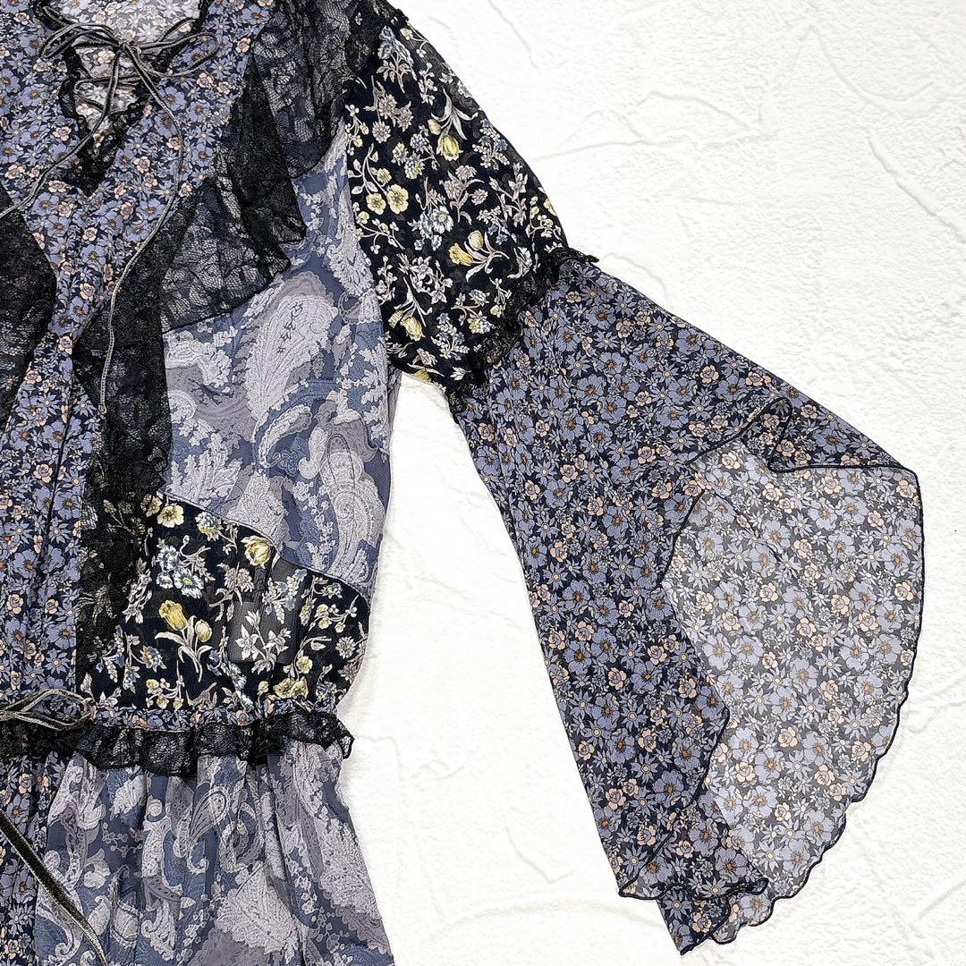 2024SS　rurumu:　collage chiffon tunic　日本製