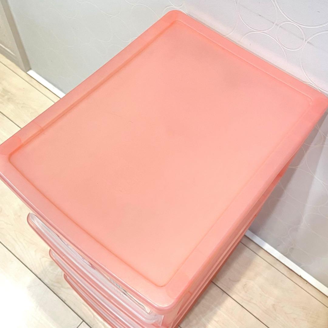 【美品】サンリオ ハローキティ 3段チェスト 収納ボックス ピンク レトロ