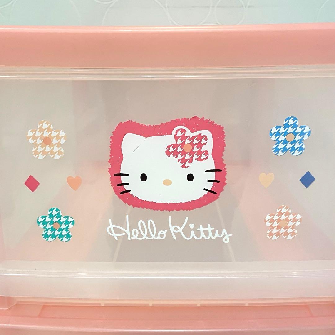 【美品】サンリオ ハローキティ 3段チェスト 収納ボックス ピンク レトロ
