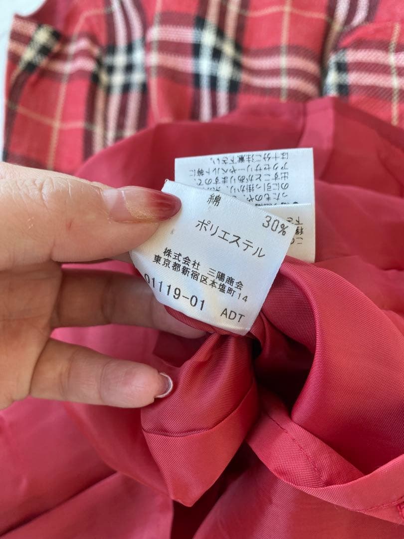 バーバリーブルーレーベル 赤チェック ワンピース 38