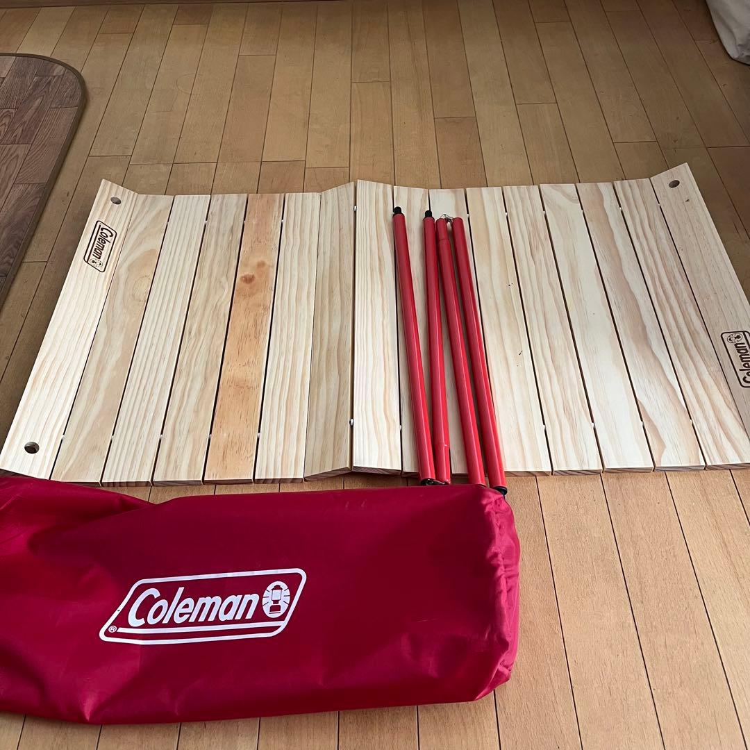 コールマン　アウトドアワゴンウッドロールテーブル　Coleman