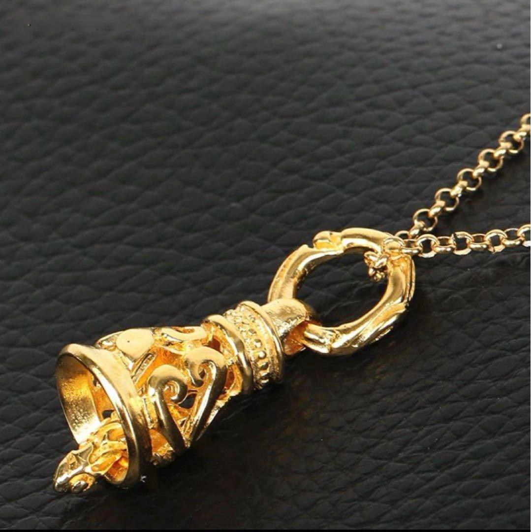 22K 金 クレーンベル ネックレス ゴールド メンズ gp 唐草模様
