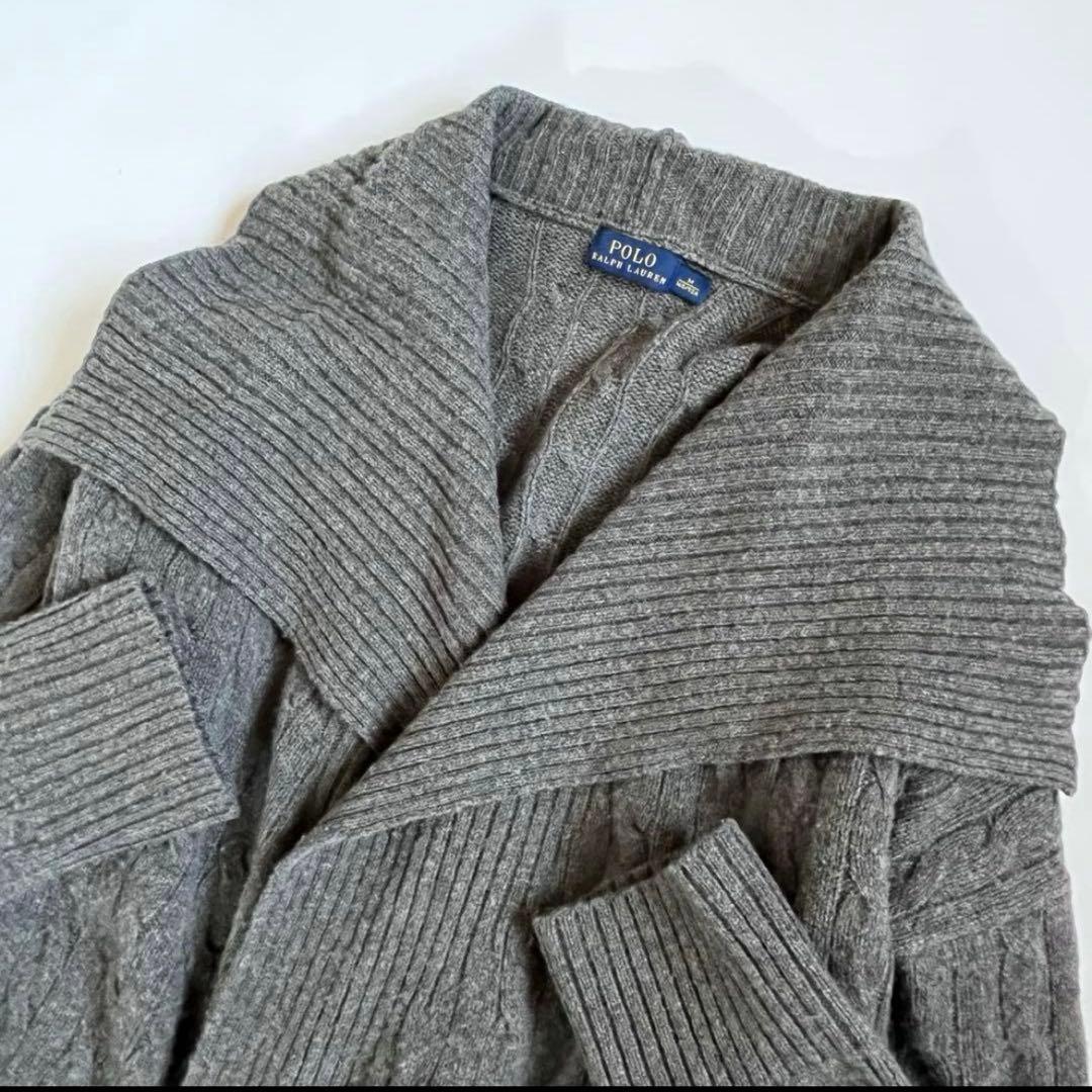 ポロラルフローレン ケーブル編み ショールカラー カシミヤ混 ロングカーディガン