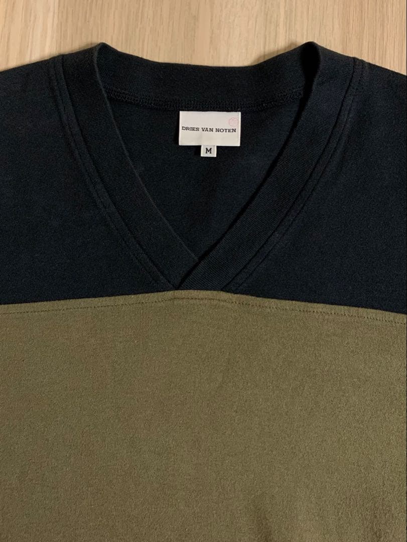 Dries Van Noten 99SS バイカラー ロゴ Tシャツ Vネック