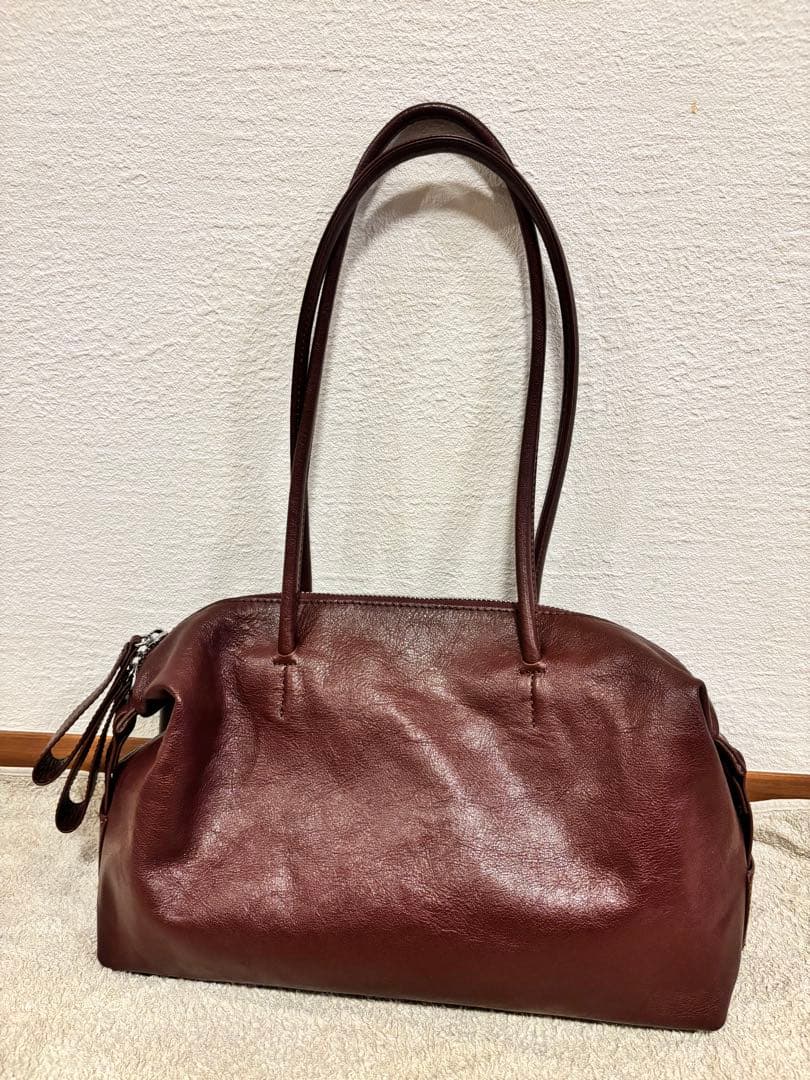 ear PAPILLONNER 本革ロングハンドルボストンバッグ ボルドー