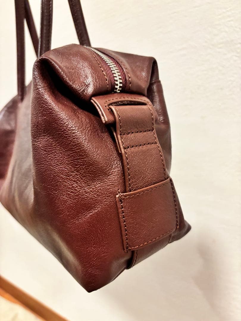 ear PAPILLONNER 本革ロングハンドルボストンバッグ ボルドー