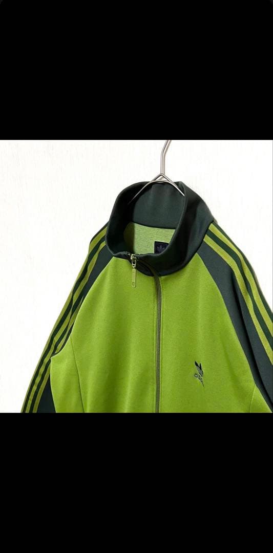 人気カラー adidas トラックジャケット XO グリーン 刺繍ロゴ 古着