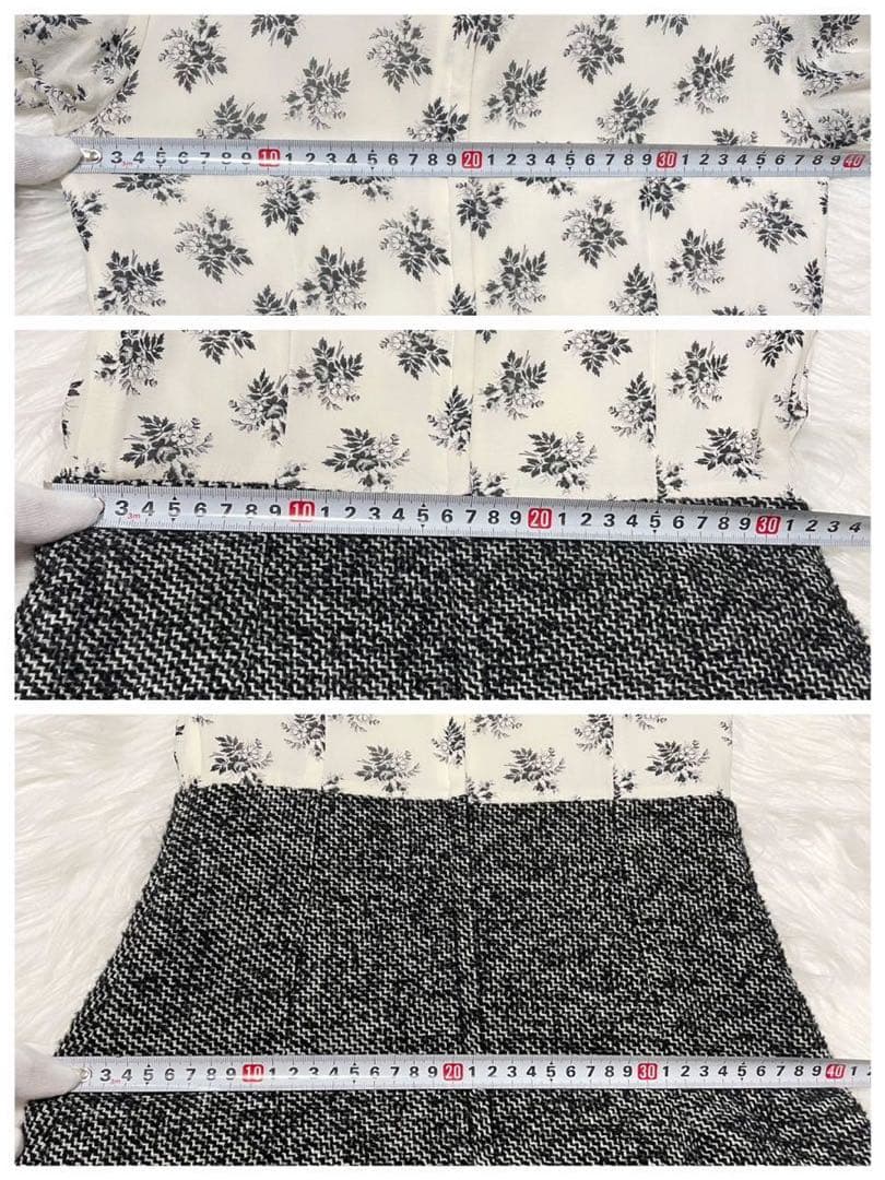 とも☆ 本物 ドルチェ&ガッバーナ 花柄 ツイード切替 ワンピース 36