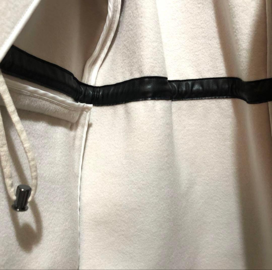 ★新品・タグ付き★イタリア　PINKO　フードファー付きコート　白　サイズ４２