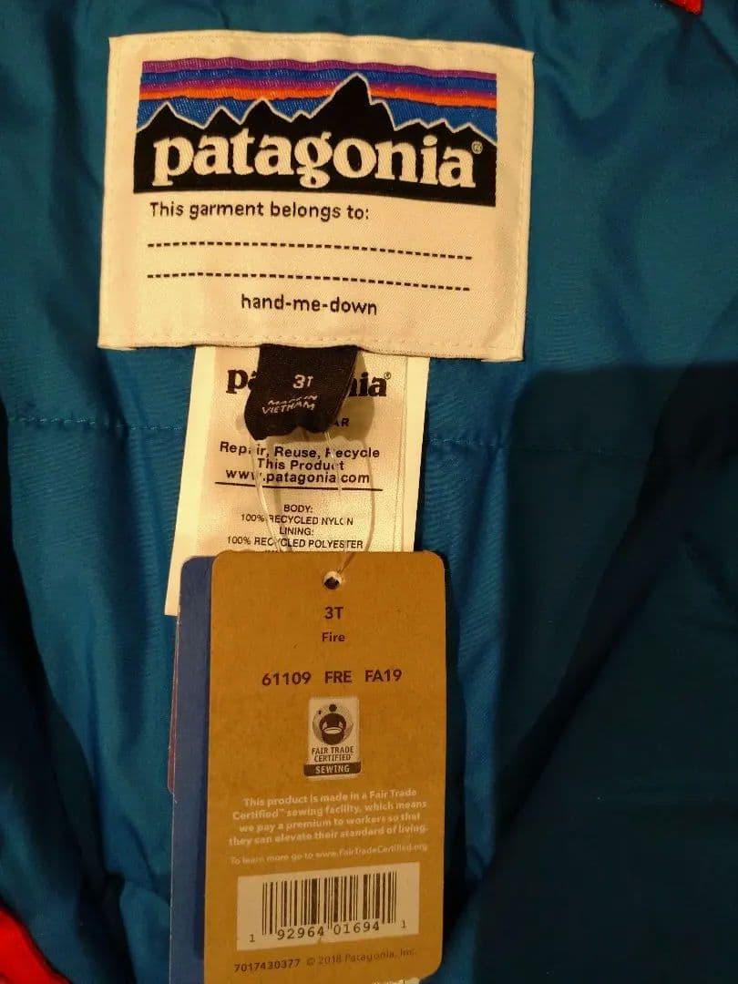 patagonia スノーウェア 子ども用 3T レッド/ネイビー