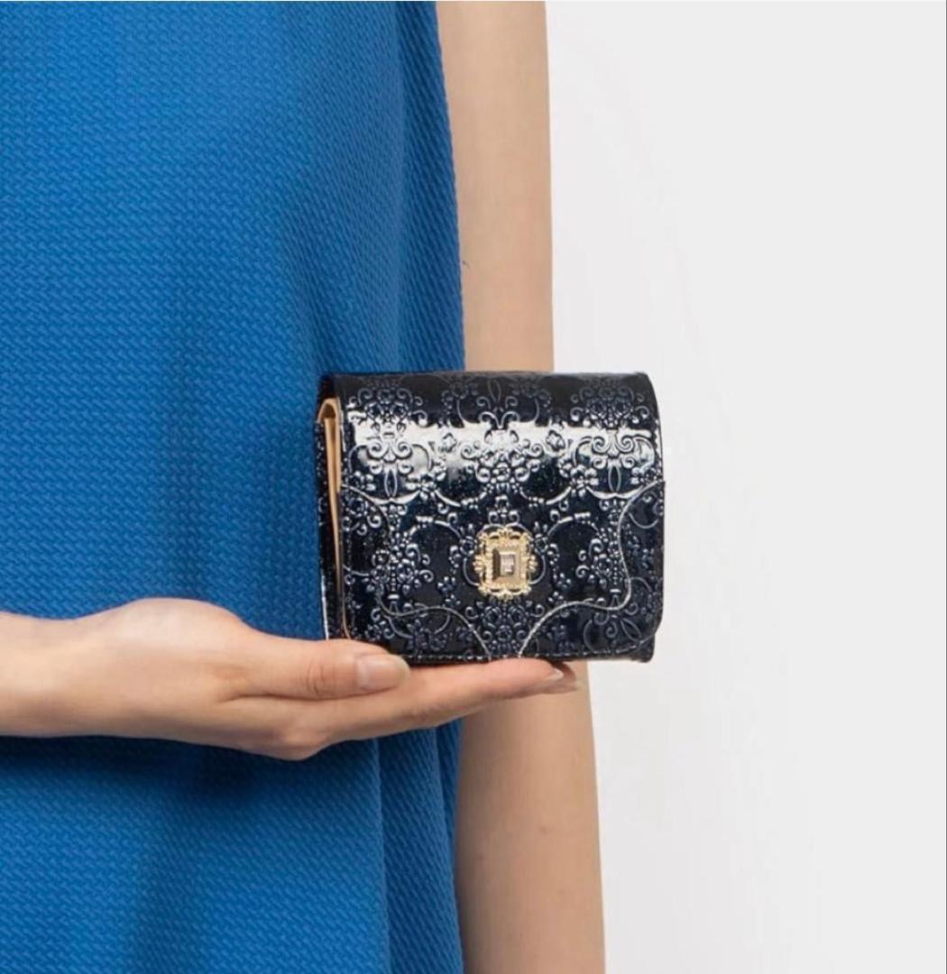 【新品】⚜ANNA SUI⚜ルーミー 折り財布 ネイビー 正規品 アナスイ 紺色