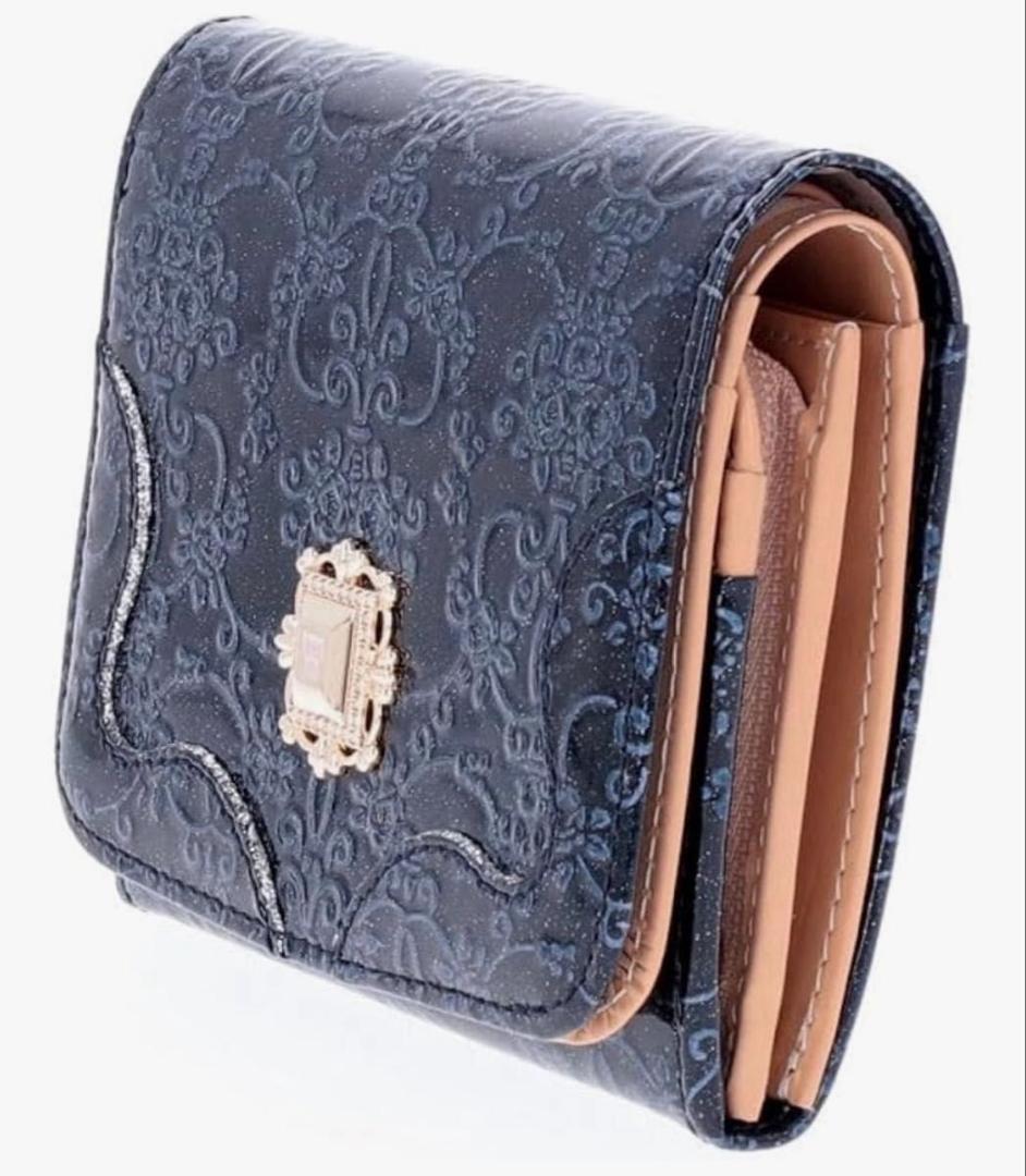 【新品】⚜ANNA SUI⚜ルーミー 折り財布 ネイビー 正規品 アナスイ 紺色