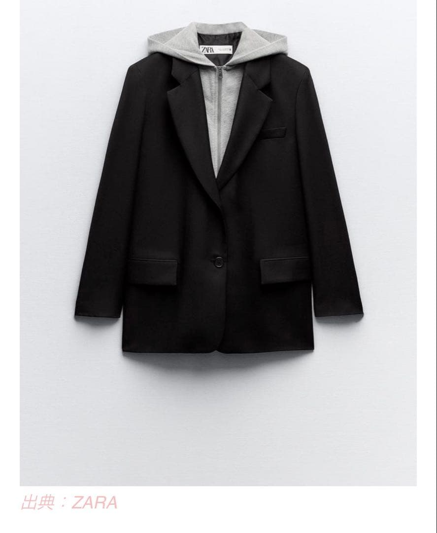 美品★ZARA ザラ コンビブレザーフード　ジャケット　ブレザー付きジャケット