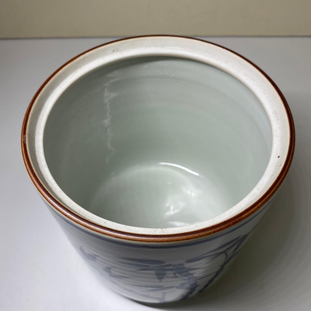 【茶道具】手塚玉堂造　染付竹乃絵水指（共箱）