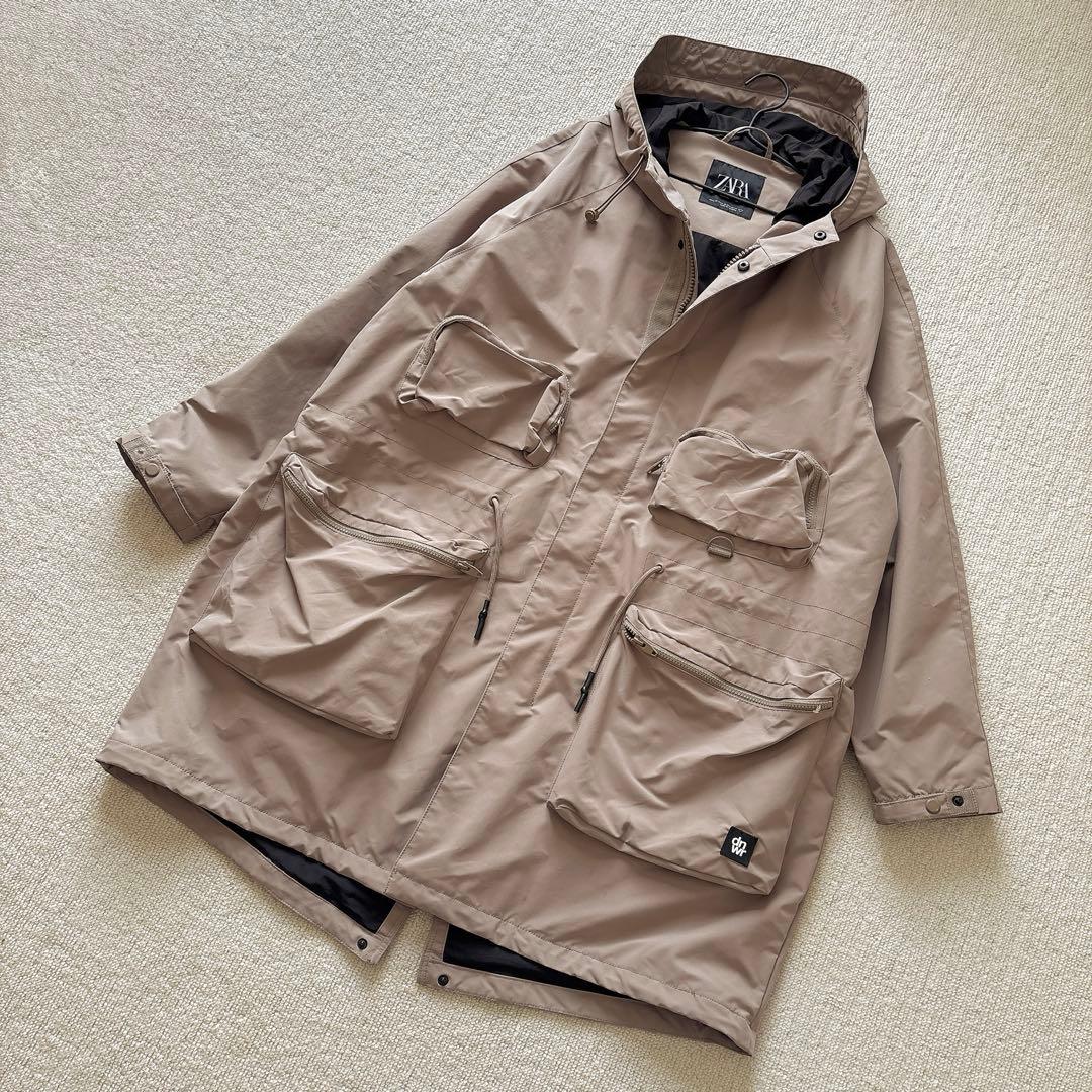 ZARA マチ付きポケット 多機能 ミリタリー ロング コート