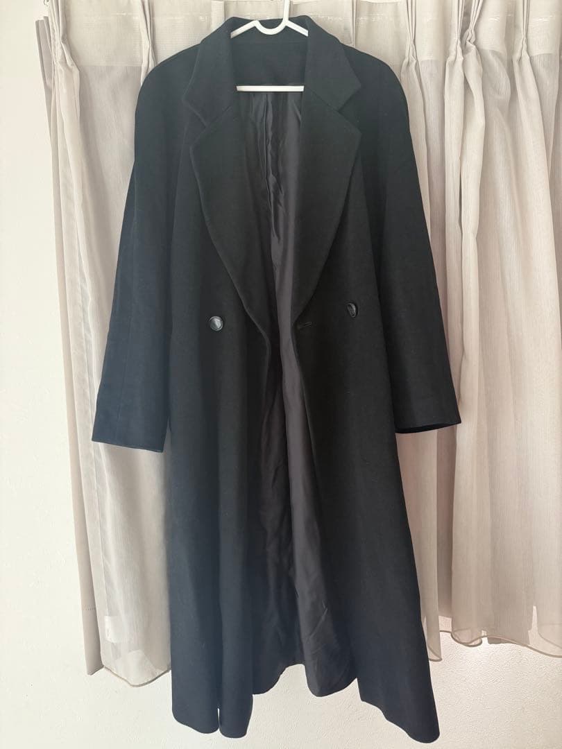 【美品】カシミヤ100% ロングコート　ブラック　ピュアカシミヤ
