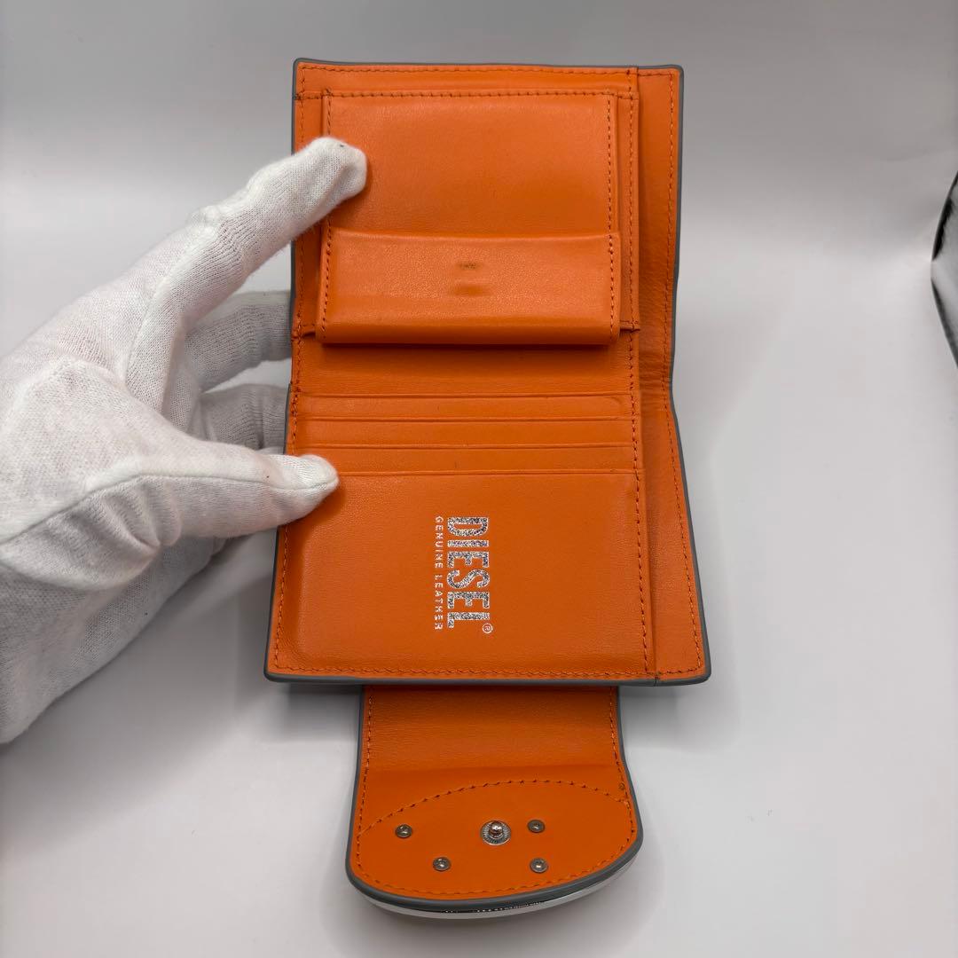 DIESEL 二つ折り財布　ブルー　オレンジ　1dr dロゴ　サークル　財布