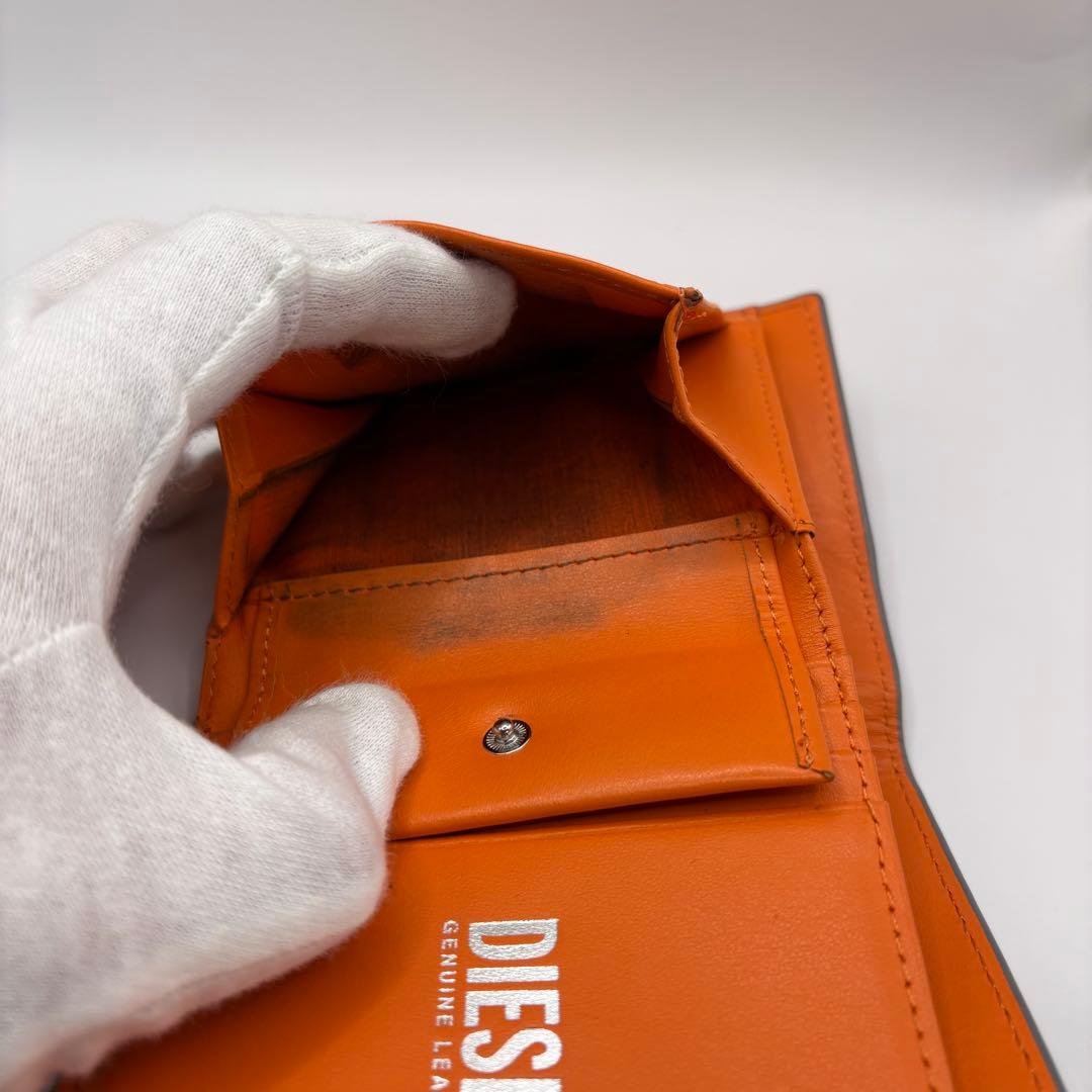 DIESEL 二つ折り財布　ブルー　オレンジ　1dr dロゴ　サークル　財布