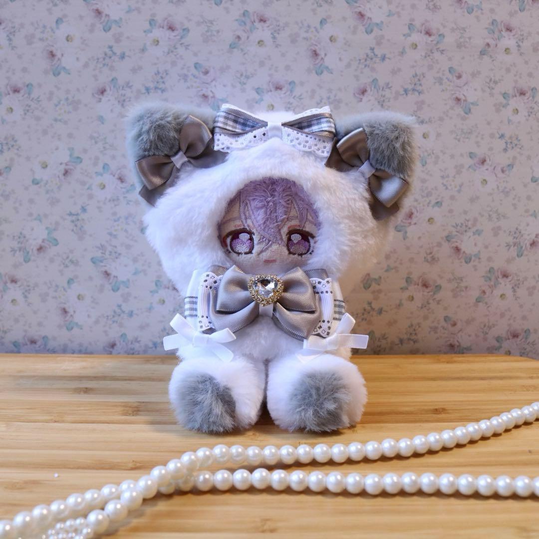 持てるよねこさん.12〜14cm/グレー❤︎おすわりぬい服 着ぐるみ ちびぐるみ