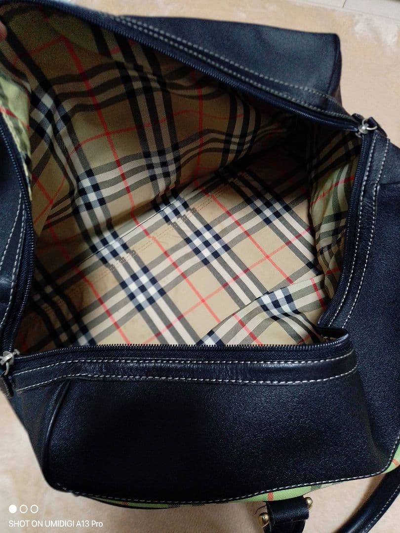 BURBERRY GOLF 大容量 レザー ノバチェック ボストン バッグ