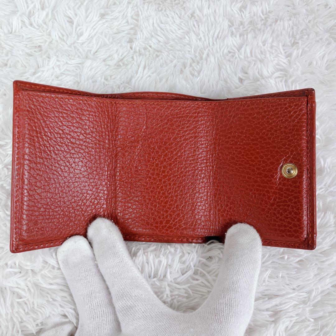 グッチ GGマーモント ミニ 折り財布　ゴールド金具 赤 レッド 523277